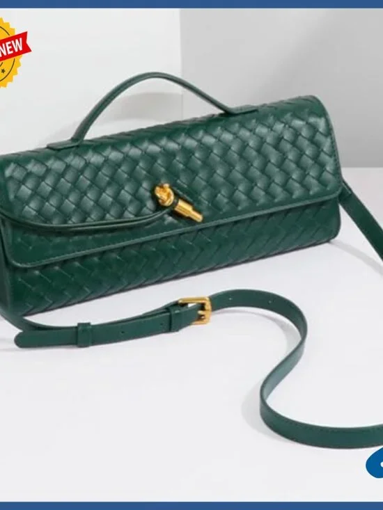 Woven PU Leather Clutch Crossbody Shoulder Bag Evening Purse Compact - Picture 6 of 7